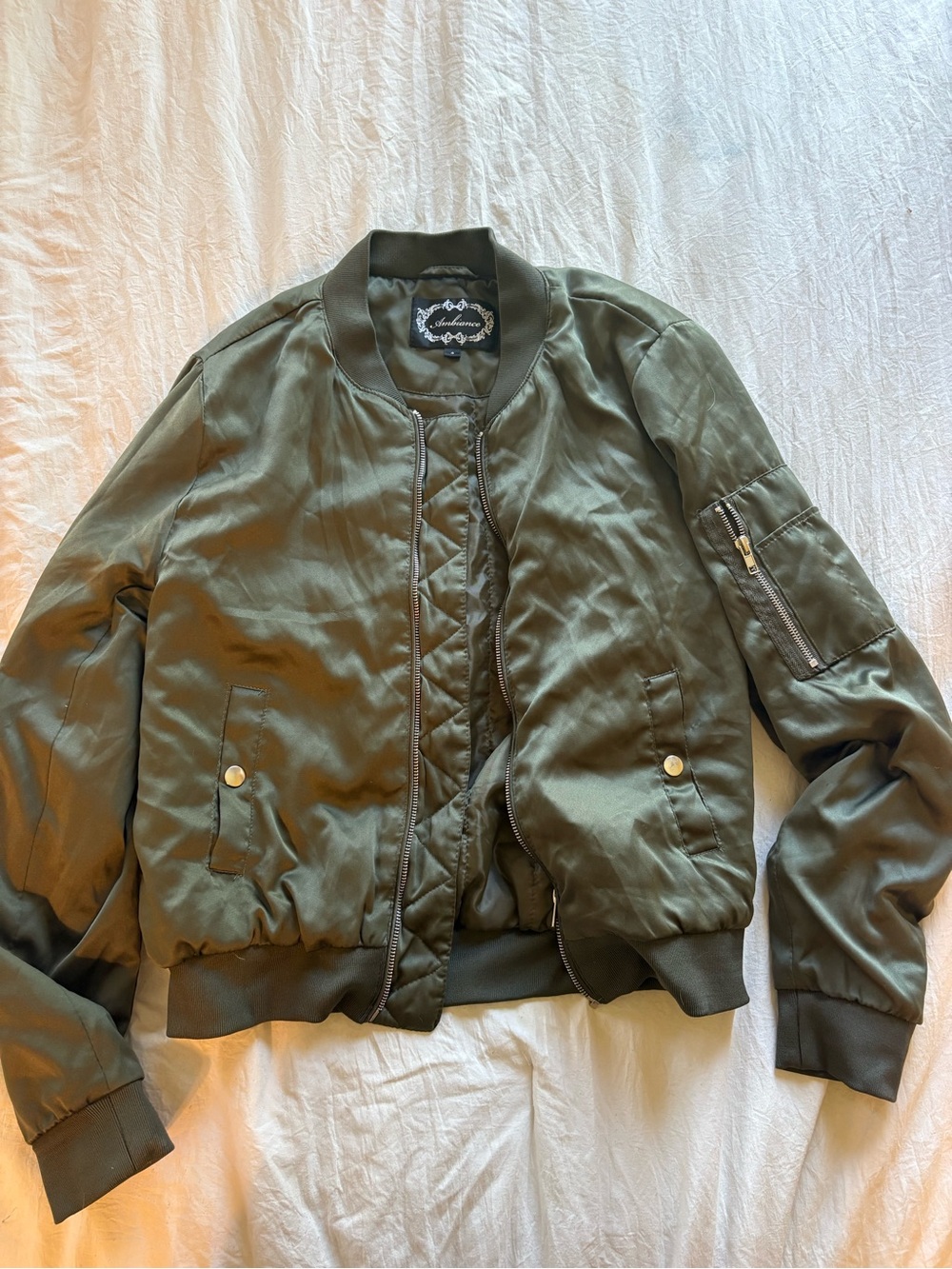 Ambiance Olive Green Women's Bomber Jacket